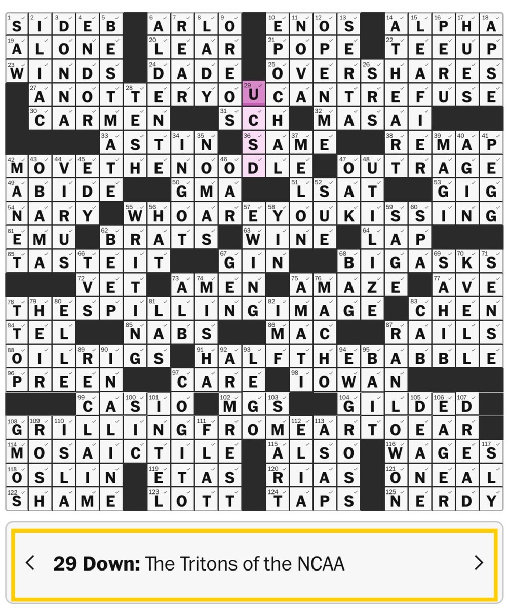 filled with crossword clue