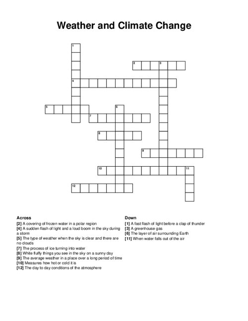 Weather And Climate Change Crossword Puzzle Weather And Climate Change Crossword Puzzle