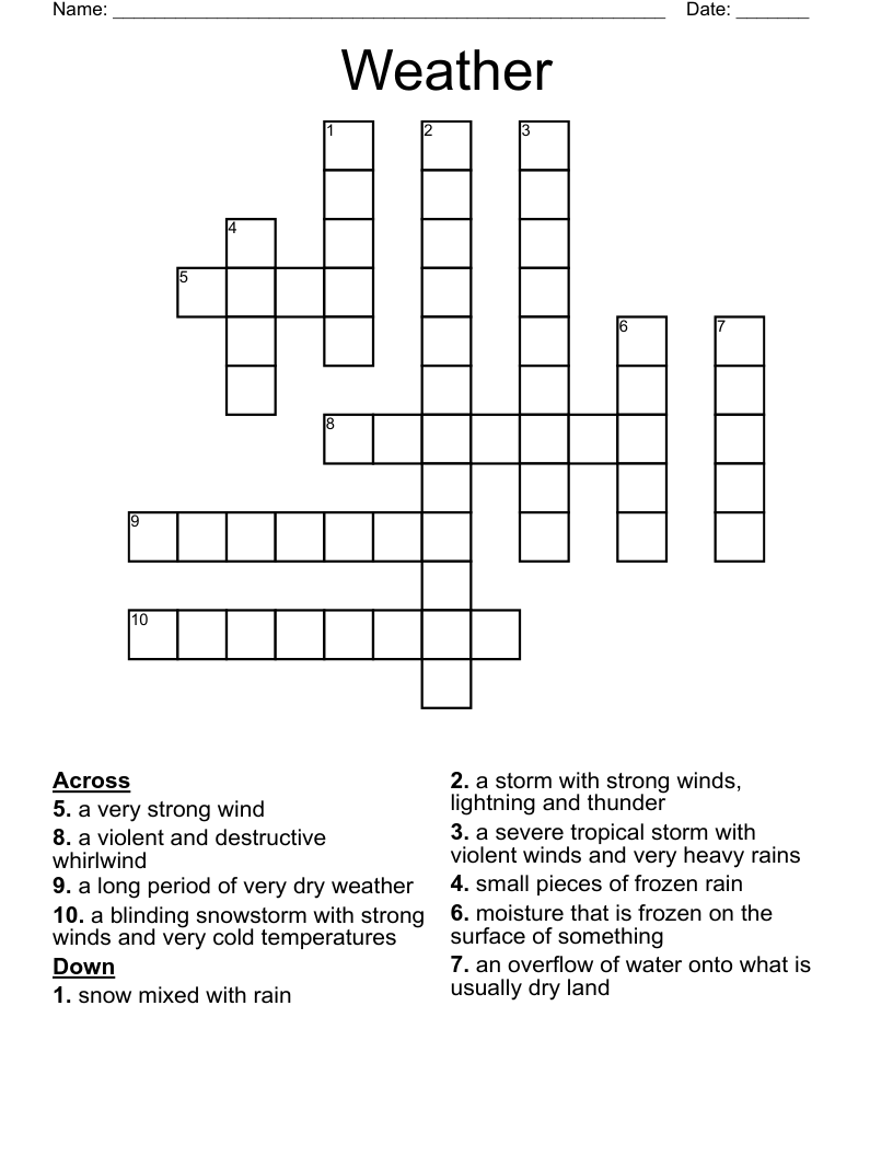 Weather Crossword WordMint