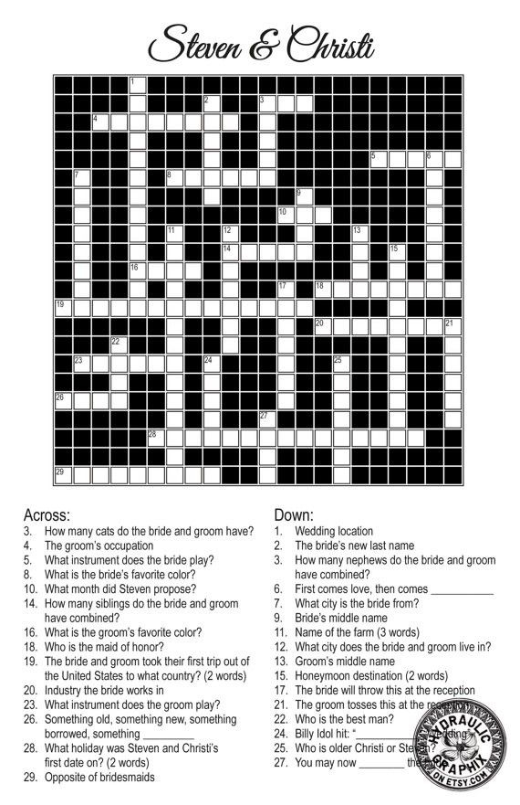 Wedding Crossword Puzzle Questions 60 Photos Astyledwedding