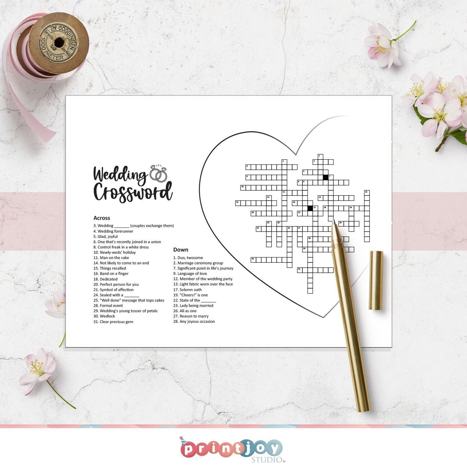 Wedding Crossword Wedding Shower Games Wedding Games Crossword Puzzle Printable Games Party Games Wedding Puzzle Wedding Activities Etsy