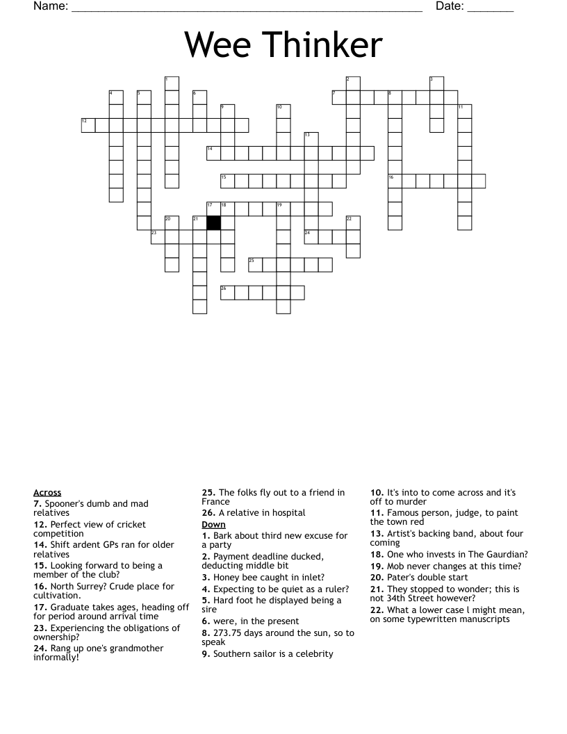 Wee Thinker Crossword WordMint