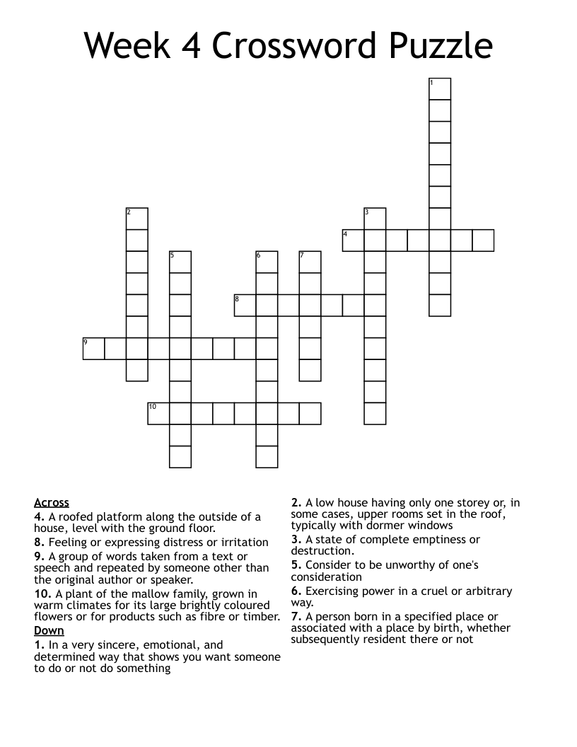 Week 4 Crossword Puzzle WordMint Week 4 Crossword Puzzle WordMint