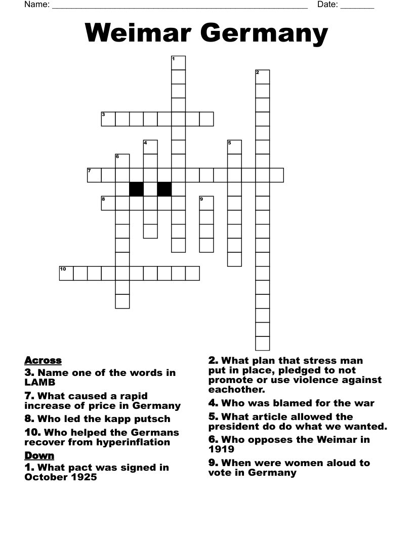 Weimar Germany Crossword WordMint Weimar Germany Crossword WordMint