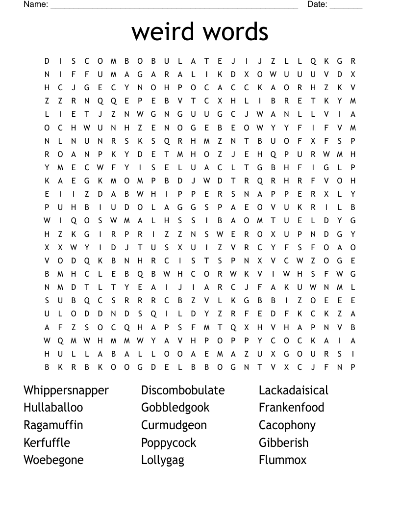 Weird Words Word Search WordMint