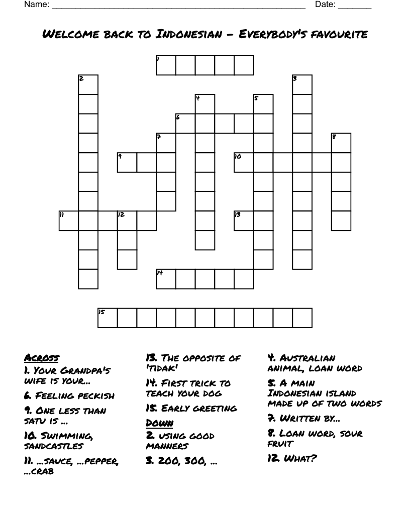 Welcome Back To Indonesian Everybody s Favourite Crossword WordMint