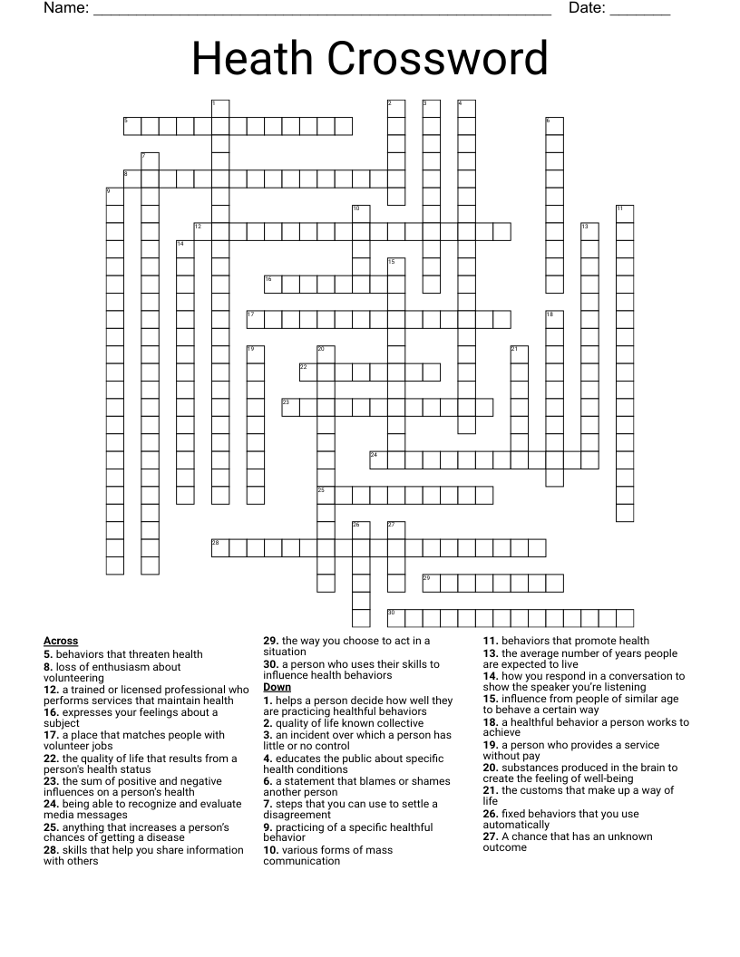 WELLNESS Crossword WordMint WELLNESS Crossword WordMint