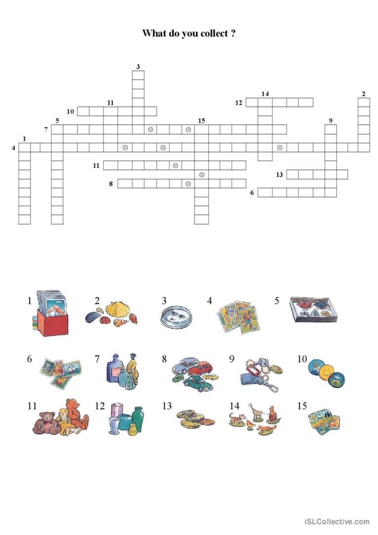 What Do You Collect Crossword English ESL Worksheets Pdf Doc