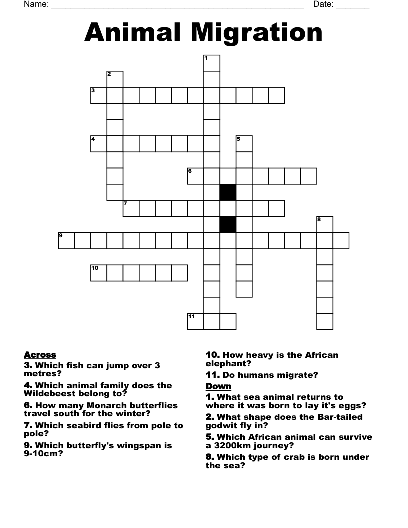 Wildebeest Crossword Wildebeest Crossword