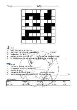 Wimberly Worried Crossword Puzzle By Fion Tan TPT