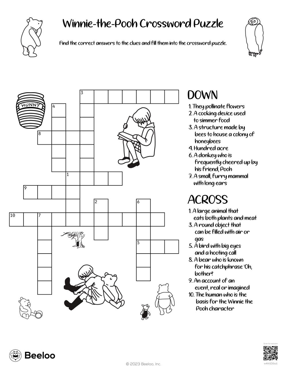Winnie the Pooh Crossword Puzzle Beeloo Printable Crafts And Activities For Kids Winnie the Pooh Crossword Puzzle Beeloo Printable Crafts And Activities For Kids