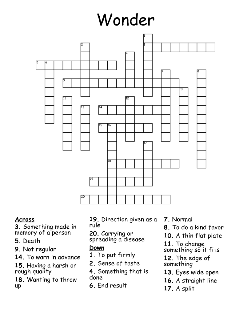 Wonder Crossword WordMint Wonder Crossword WordMint