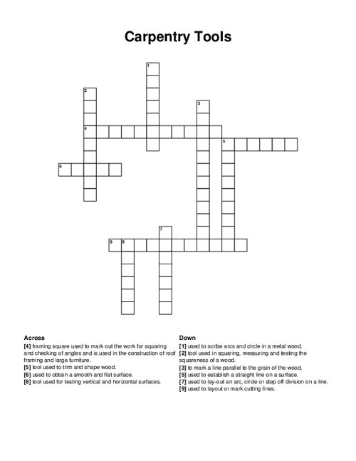 Woodworking Crossword Puzzle