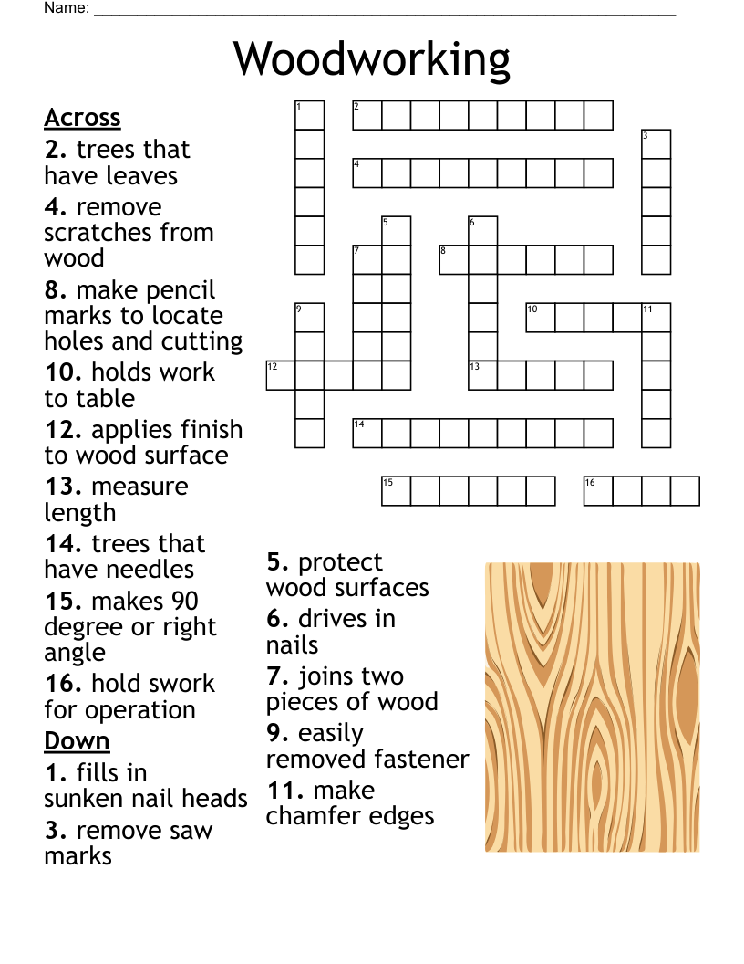 Woodworking Crossword WordMint