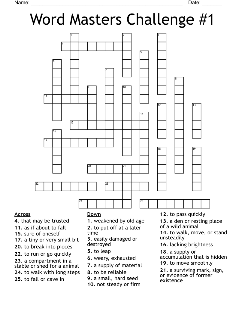 Word Masters Challenge 1 Crossword WordMint Word Masters Challenge 1 Crossword WordMint