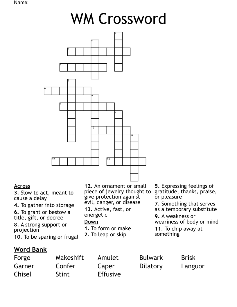Word Masters List 1 Numbers 1 13 Crossword WordMint
