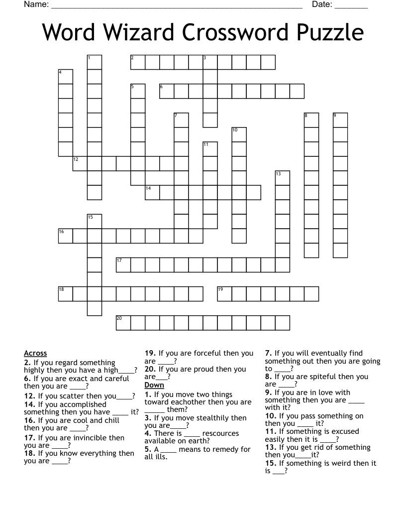 Word Wizard Crossword Puzzle WordMint