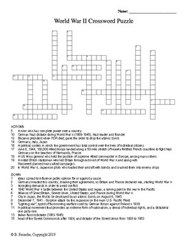 World War 2 Crossword Puzzle By Reincke 39 s Education Store TpT