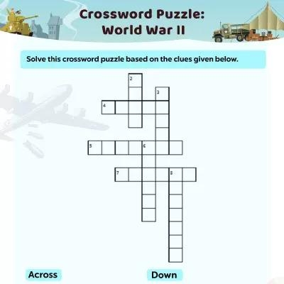 World War II Worksheets Crossword Puzzle