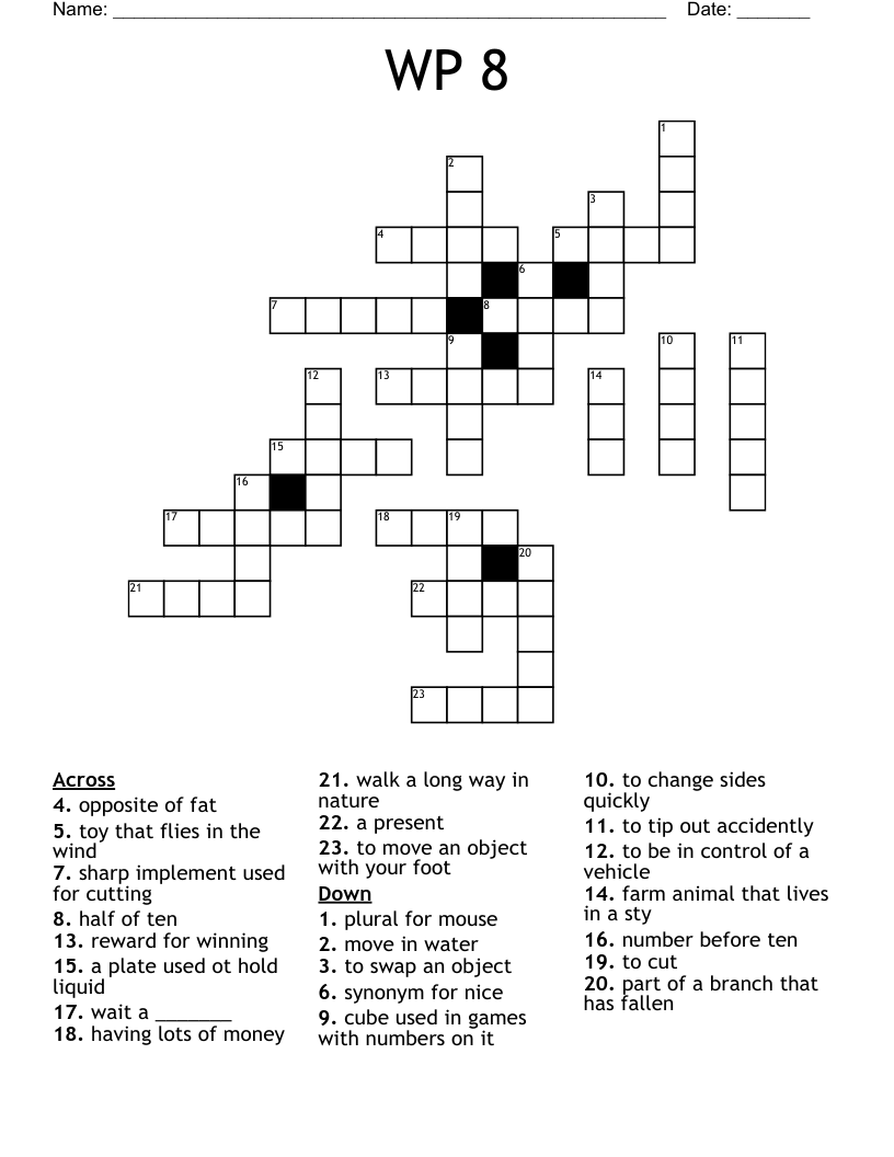 WP 8 Crossword WordMint WP 8 Crossword WordMint