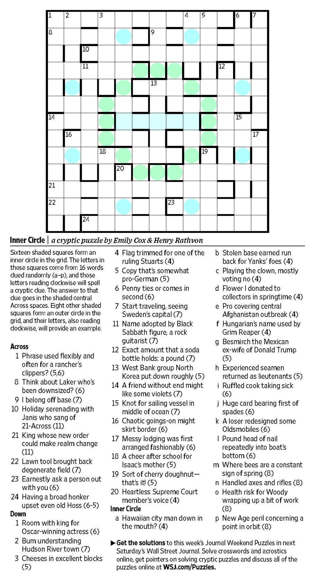 Wsj Crossword Puzzle Free Printable Crosswords