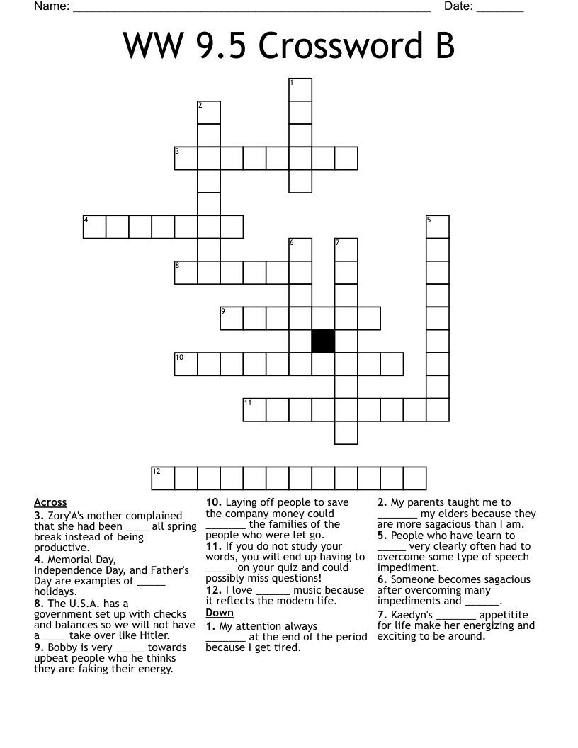 WW 9 5 Crossword B WordMint